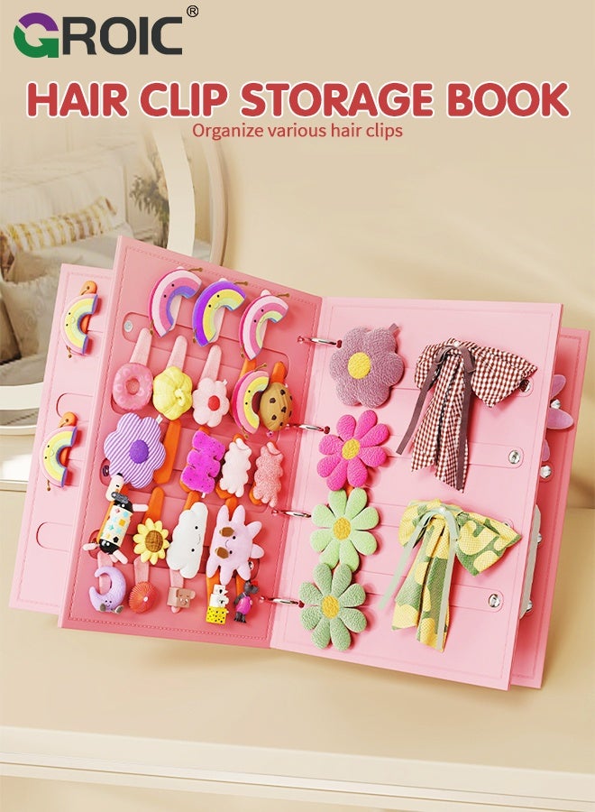 GROIC Hair Clip Organizer Book, Felt Hair Accessories Organizer with 2 Inner Pages, Large Capacity Travel Book-Style Holder for Hair Clips, Headbands, Barrettes, Foldable and convenient Hairpin Holder - Image 2